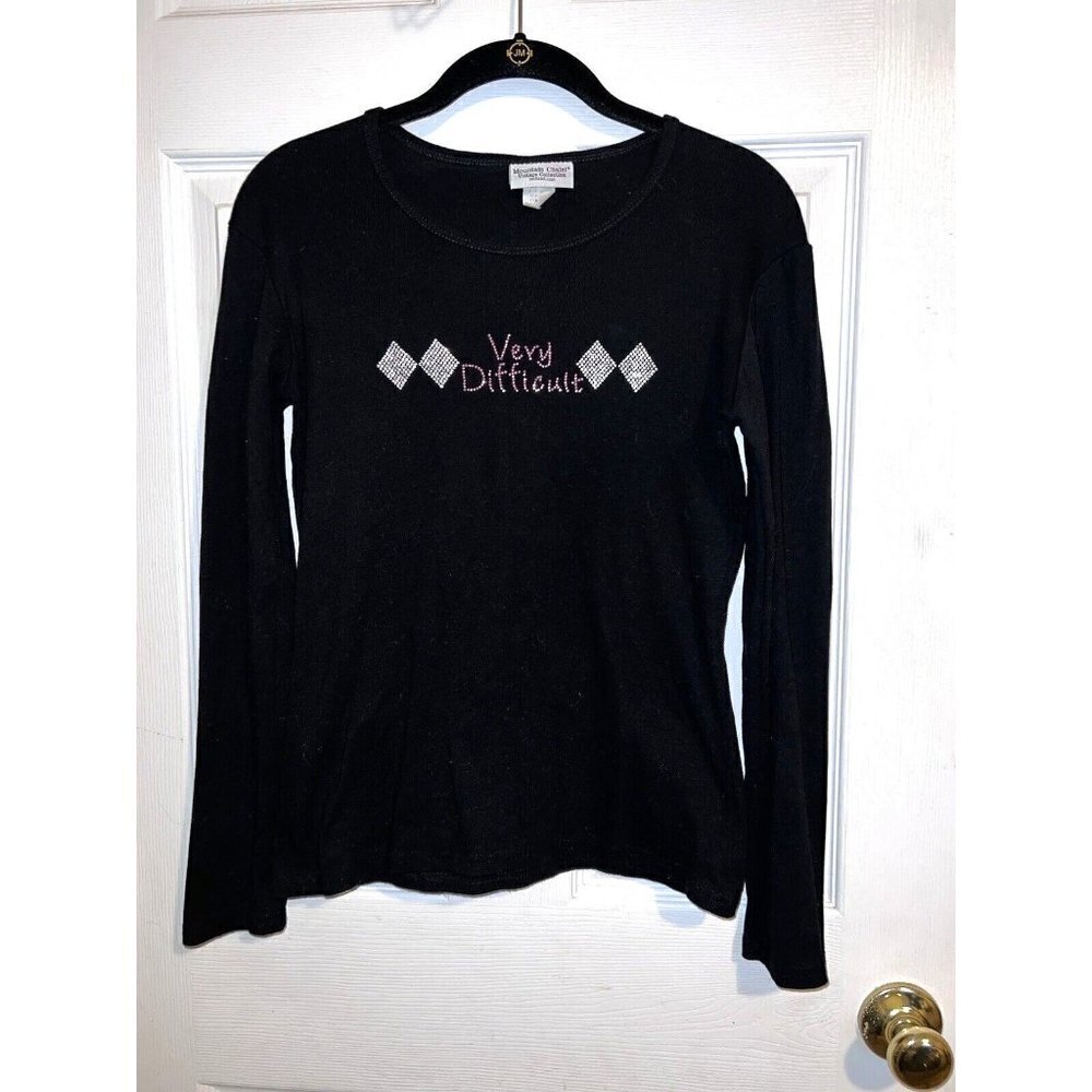 MOUNTAIN CHALET Village Collection Black Cotton Long Sleeve Top Long Sleeve